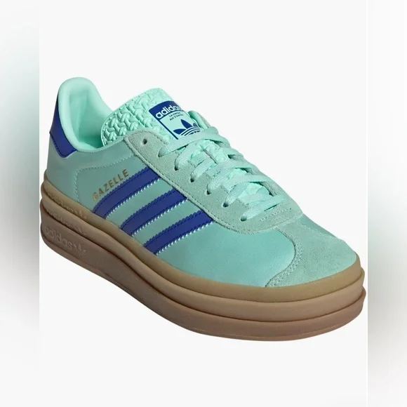 Adidas Women's Gazelle Platform Sneakers - Mint and Blue - Picture 2 of 8